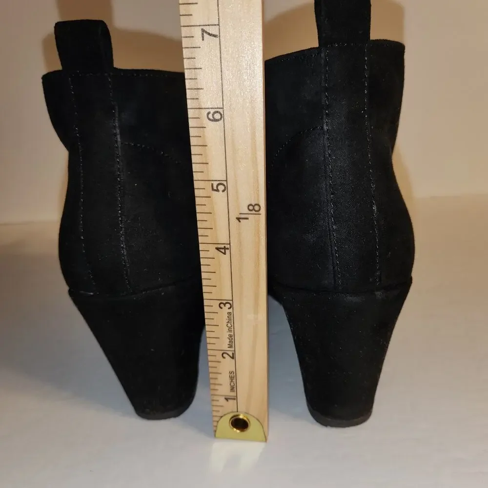 DV by DOLCE VITA Wedge Ankle Bootie Women 8 Black Faux Suede Lace Up Detail Boot